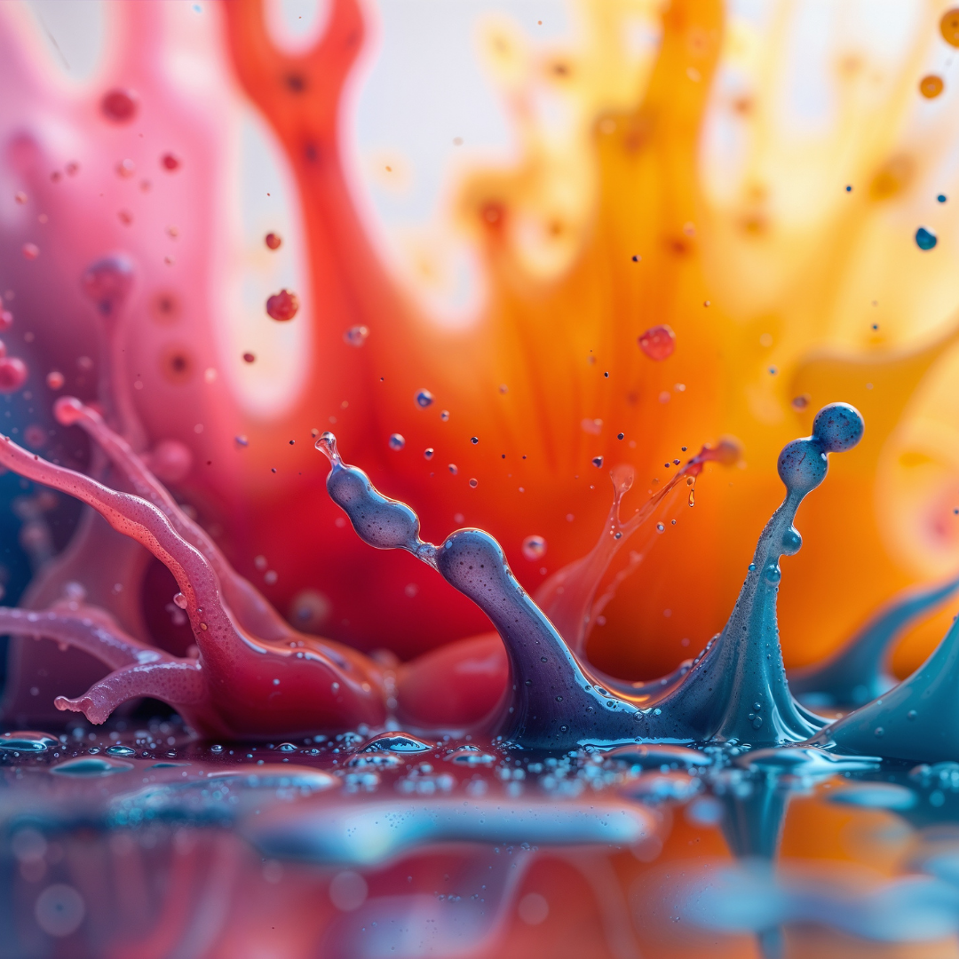 Imagem abstrata com cores em movimento, representando dinamismo, clareza e evolução nos serviços de contabilidade e consultoria do ProjectoP na Moita.